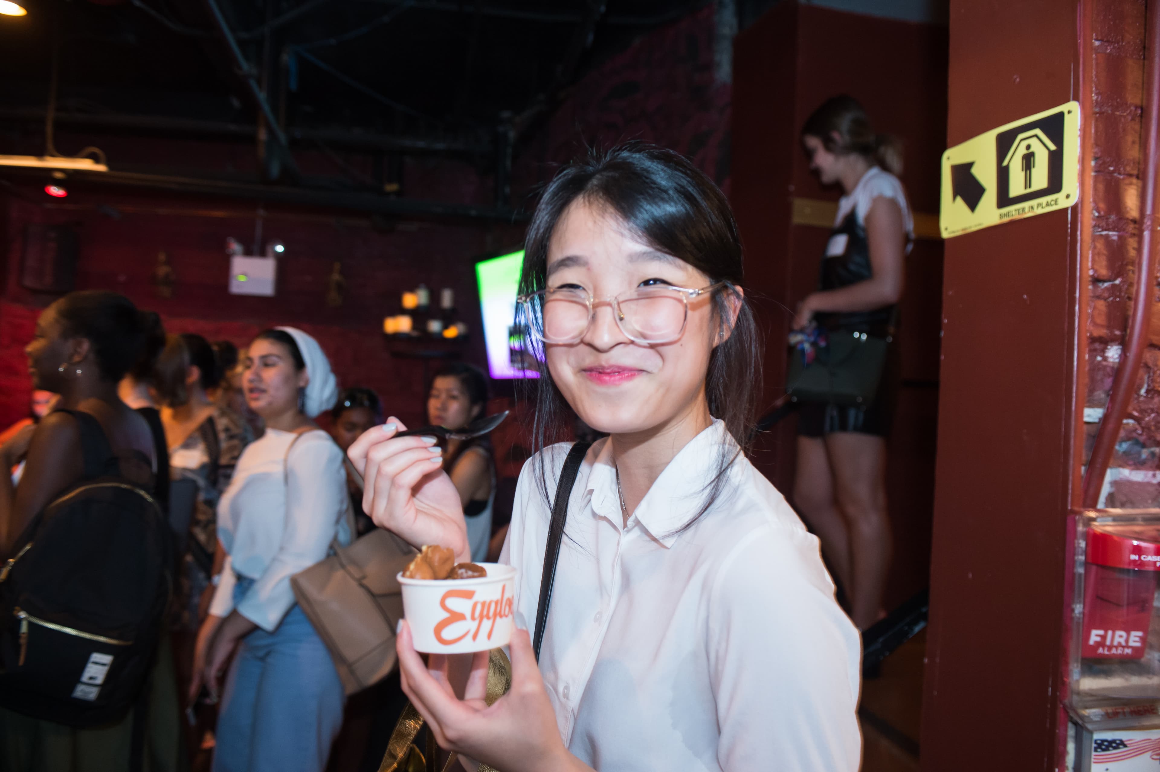 Guest enjoying Eggloo at an event