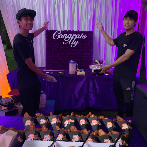 Eggloo catering setup at a private party