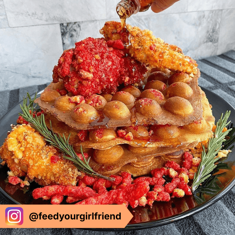 Egg waffle chicken and waffles by @feedyourgirlfriend