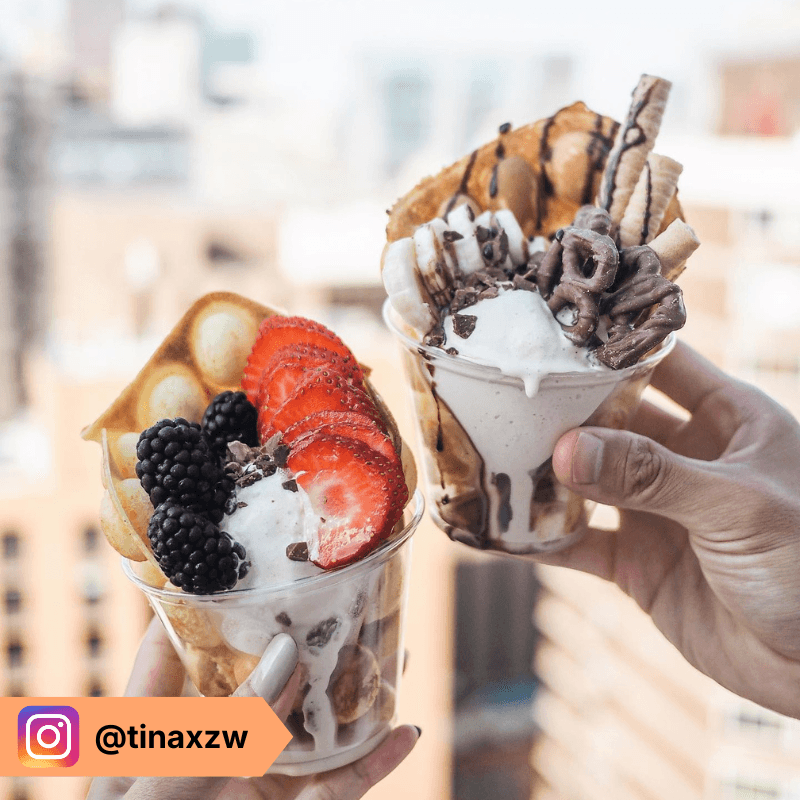 Egg waffle ice cream cones by @tinaxzw